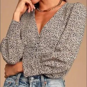 Lulu’s Sweet Spot Cheetah Puff Sleeve Blouse | Size Small